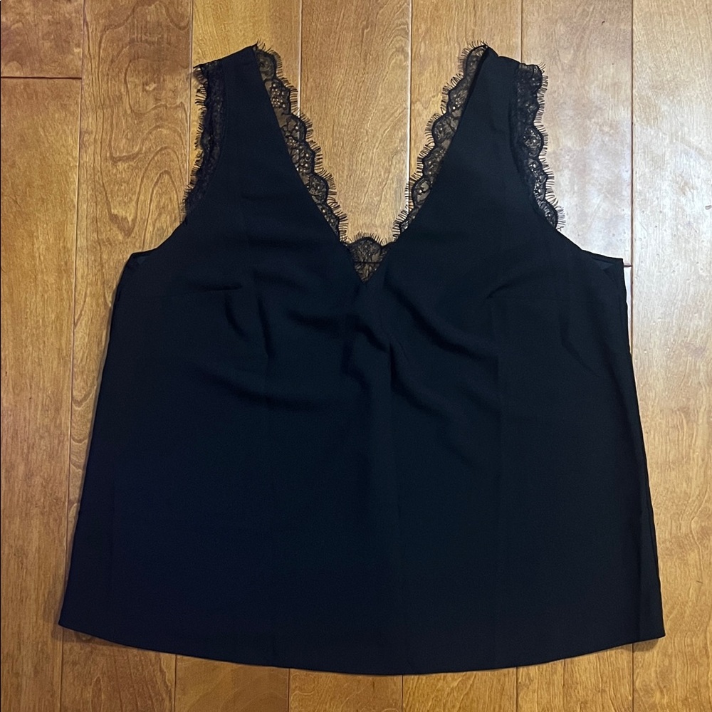 ASOS Design Black Lace Trim Sleeveless Top Size 14 Whimsigoth Grunge Office